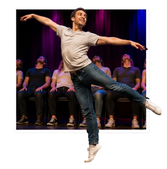 A volunteer performing ballet during the show